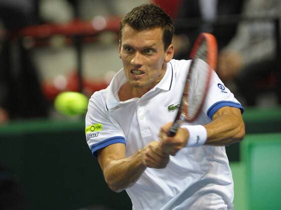 Tobias Kamke im ersten Einzel Tennis, Davis Cup, Deutschland, Viertelfinale, Weltgruppe, 04.04.2014, Einzel,