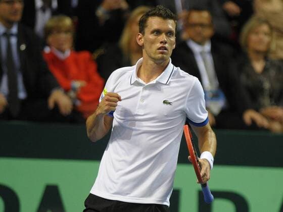 Tobias Kamke im ersten Einzel Tennis, Davis Cup, Deutschland, Viertelfinale, Weltgruppe, 04.04.2014, Einzel,