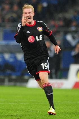 Fussball 1. Bundesliga 29. Spieltag Hamburger SV - Bayer Leverkusen am 04.04.2014 in der Imtech Arena in Hamburg Jubel bei Julian Brandt ( Leverkusen ) nach seinem Tor zum 1:1