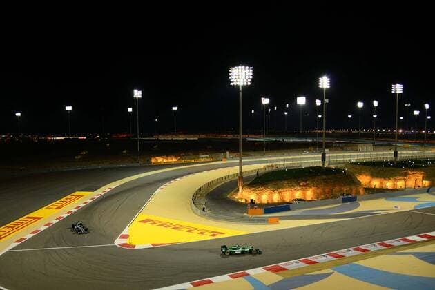 Nico Rosberg (Mercedes AMG), Kamui Kobayashi (Caterham), APRIL 6, 2014 - F1 : Bahrain Formula One Grand Prix at the Bahrain International Circuit in Sakhir, Bahrain. Noxthirdxpartyxsales  (ftfa000703)