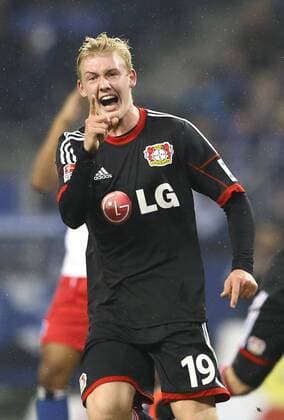 Foto : Torjubel Julian Brandt (Bayer 04), gegen - - Freitag, 04.04.2014, Fussball 1. Bundesliga Hamburger SV - Leverkusen 2 - 1