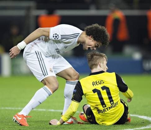 Dortmund, 08.04.2014, Signal-Iduna-Park Pepe (Madrid), Marco Reus (BvB) Borussia Dortmund - Real Madrid