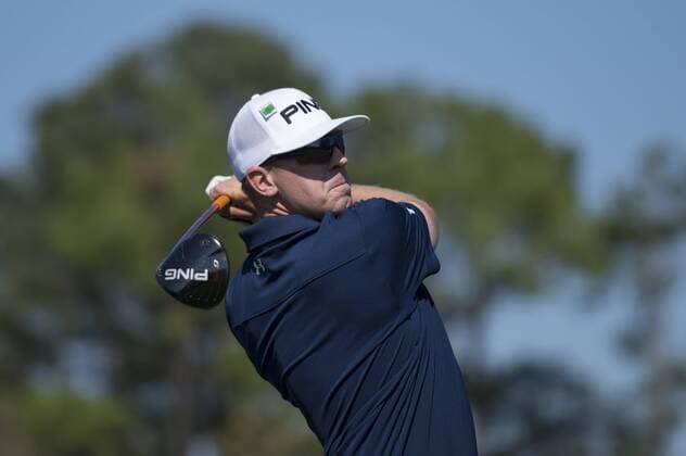 Hunter Mahan watches his drive off of the 10th tee during the first round of the 2014 Masters Tournament at Augusta National Golf Club in Augusta, Georgia, April 10, 2014.  AUG20140410356