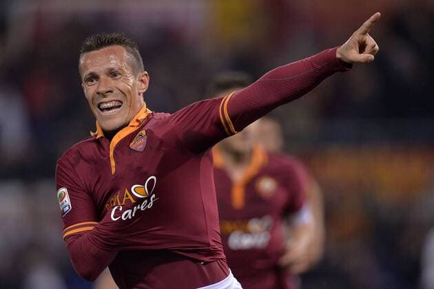 Rodrigo Taddei Roma 1-0 Goal celebration Roma 12-04-2014 Stadio Olimpico - Football Calcio 2013 2014 Serie A, AS Rom - Atalanta Bergama andreaxstaccioli