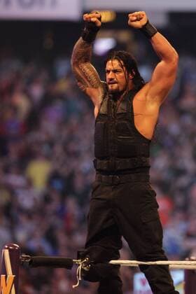 Apr 6, 2014 - New Orleans, Louisiana, U.S. - ROMAN REIGNS of The Shield celebrates their win over the New Age Outlaws during Wrestlemania 30 at the BMW Super Dome. WWE Wrestlemania 30 - ZUMAr72