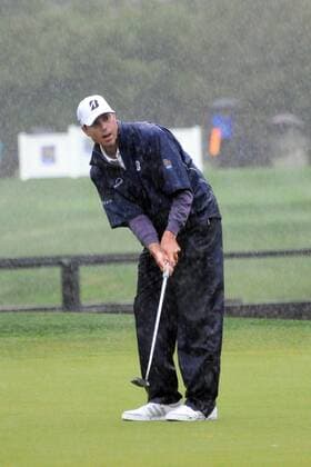 18 April 2014: Matt Kuchar before the delay of the very wet second round of the RBC Heritage presented by Boeing Golf Tournament, from Harbour Town Golf Links, on Hilton Head Island. GOLF: APR 18 PGA Golf Herren - RBC Heritage - Second Round Icon20120140418105 EDITORIAL USE ONLY