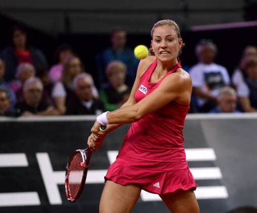 Angelique Kerber (GER) in Aktion. Porsche Tennis Grand Prix, 2014, Stuttgart, Germany.