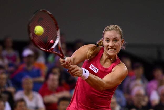 Angelique Kerber (GER) in Aktion. Porsche Tennis Grand Prix, 2014, Stuttgart, Germany.