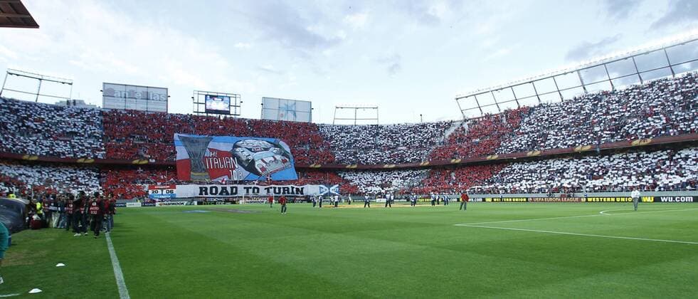 First leg of 1 2 Europa League match between FC Sevilla. In this picture, a mosaic. Estadio Ramon Sanchez Pizjuan xINIGOxHIDALGOx 