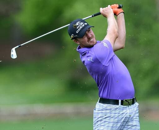 April 30, 2014 - Charlotte, NC, USA - Jonas Blixt follows through on his second shot from the 16th fairway during the Wells Fargo Championship Pro-Am at Quail Hollow Club in Charlotte, N.C., Wednesday, April 30, 2014. Wells Fargo Championship Pro-Am - ZUMAm67