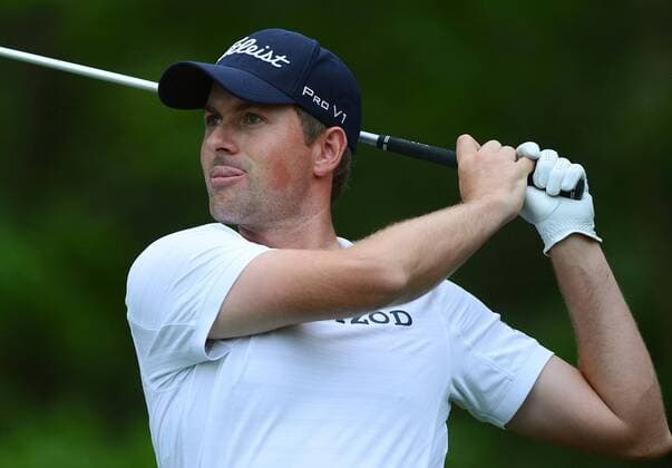 April 30, 2014 - Charlotte, NC, USA - Webb Simpson watches the flight of his drive from the 12th tee box during the Wells Fargo Championship Pro-Am at Quail Hollow Club in Charlotte, N.C., Wednesday, April 30, 2014. Wells Fargo Championship Pro-Am - ZUMAm67