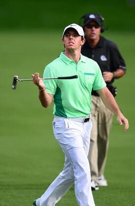 May 2, 2014 - Charlotte, NC, USA - Rory McIlroy checks out the scoreboard as he walks up the 18th fairway during the second round of the Wells Fargo Championship at Quail Hollow Club in Charlotte, N.C., Friday, May 2, 2014. Wells Fargo Championship - ZUMAm67