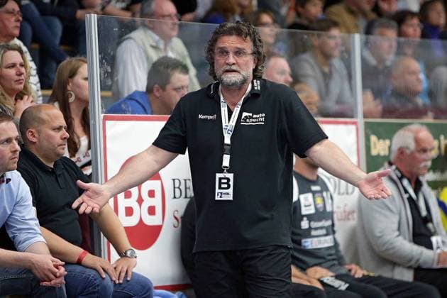 03.05.2014, xovx, Handball 2.Bundesliga, TV Hüttenberg - EHC Empor Rostock, Trainer Dr. Rastislav Trtik (HC Empor Rostock), Freisteller.