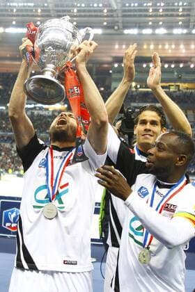 Laurent Dos Santos Dorian Leveque Ladislas Douniama (Guingamp) FOOTBALL : - Guingamp, Champion Coupe de France - Stade Rennes vs EA Guingamp - 03 05 2014 GwendolineLeGoff 