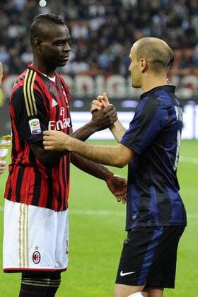 Mario Balotelli Milan, Rodrigo Palacio Inter Milano 04-05-2014 Stadio Giuseppe Meazza - Football 2013 2014 Serie A, AC Milan vs. Inter Mailand giuseppexceleste