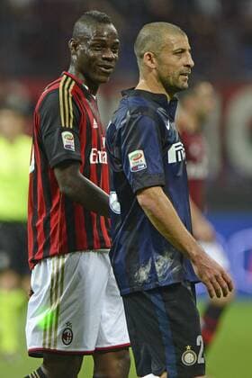 Mario Balotelli Milan, Walter Samuel Inter Milano 04-05-2014 Stadio Giuseppe Meazza - Football 2013 2014 Serie A, AC Milan vs. Inter Mailand giuseppexceleste