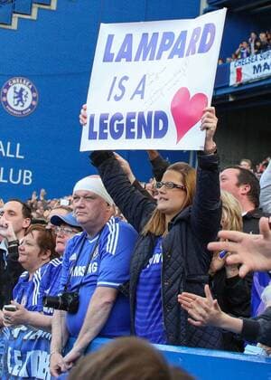 Football - 2013 2014 Premier League - Chelsea FC - Chelsea fan tries to encourage Frank Lampard during the post match end of season pitch walk at Stamford Bridge  CHE_NOR