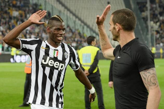 Torino 05 05 2014 - serie A Juventus Turin - Atalanta Bergamo : Paul Pogba-Leonardo Bonucci 