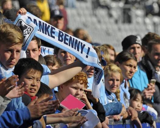04.05.2014, Fussball 2.Bundesliga 2013 2014, 33.Spieltag, TSV 1860 München , in der Allianz-Arena München. Danke Benny! - Verabschiedung von Benjamin Lauth 