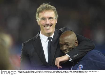 BLANC Laurent - entraineur (PSG) et Claude Makelele PSG Paris St. Germain - - L1 - 07 05 2014 xJBAutissierx 