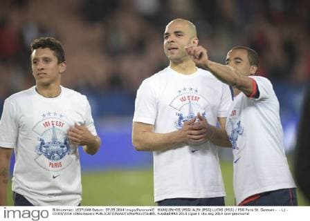 MARQUINHOS (PSG) ALEX (PSG) LUCAS (PSG) PSG Paris St. Germain - - L1 - 07 05 2014 xJBAutissierx 