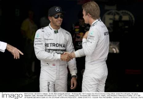 Motorsports: FIA Formula One World Championship 2014, Grand Prix of Spain, 44 Lewis Hamilton (GBR, Mercedes AMG Petronas F1 Team), 6 Nico Rosberg (GER, Mercedes AMG Petronas F1 Team), xHOCHxZWEIx