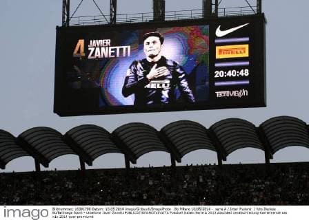 Db Milano 10 05 2014 - serie A Inter Mailand foto Daniele Buffa Image Sport - tabellone Javer Zanetti 