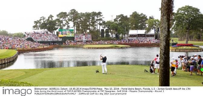 May 10, 2014 - Ponte Vedra Beach, Florida, U.S - Jordan Spieth tees off the 17th hole during the third round of THE PLAYERS Championship at TPC Sawgrass. Golf 2014 - Players Championship - Round 3 - ZUMAw10