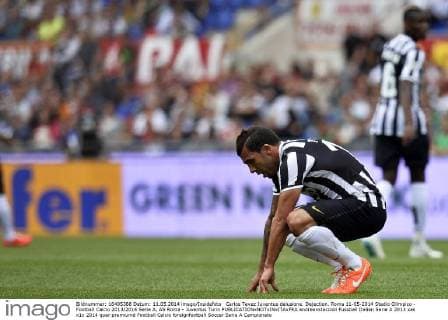 Carlos Tevez Juventus delusione. Dejection. Roma 11-05-2014 Stadio Olimpico - Football Calcio 2013 2014 Serie A, AS Roma - Juventus Turin andreaxstaccioli
