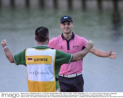 May 11, 2014 - Ponte Vedra Beach, FL, U.S: Martin Kaymer of Germany celebrates with his caddie after making his par putt on 18 after winning The Players Championship at TPC Sawgrass in Ponte Vedra Beach, FL PGA Golf Herren 2014: The Players Championship MAY 11 - ZUMAcg2