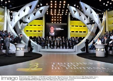 Zlatan Ibrahimovic (Paris Saint Germain PSG, Bester Spieler Ligue 1, Torschützenkönig) - Verleihung der Trophäe der UNFP (Trophee UNFP du Football) - 11 05 2014 AnthonyBIBARD FEP Panoramic 