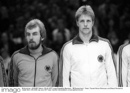 BR Deutschland - Polen: Torwart Rainer Niemeyer und Erhard Wunderlich (beide BRD)