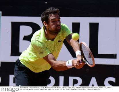 Jeremy Chardy (FRA) in Aktion. Internazionali BNL d Italia, Rome, Italy.