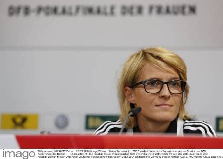 Saskia Bartusiak (1. FFC Frankfurt) Abschluss Pressekonferenz --- Fussball --- DFB Pokal Finale der Damen --- 16.05.2014 EP_JSE