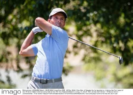 18 May 2014: Mike Weir of Canada hits his tee shot on 1 during the final round of the HP Byron Nelson Championship held at the TPC Four Seasons Resort in Irving, TX. GOLF: MAY 18 PGA Golf Herren - HP Byron Nelson Championship - Final Round Icon140518224 EDITORIAL USE ONLY