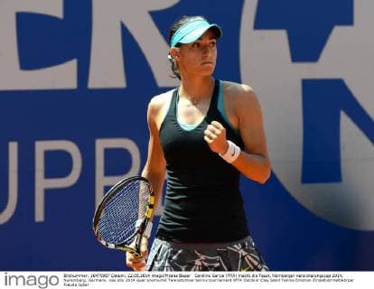 Caroline Garcia (FRA) macht die Faust. Nürnberger Versicherungscup 2014, Nuremberg, Germany.