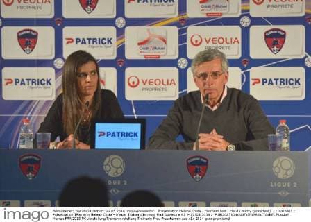 Presentation Helena Costa - clermont foot - claude michy (president) FOOTBALL : Präsentation TRainerin Helena Costa - (neuer Trainer Clermont Foot Auvergne 63 )- 22 05 2014 