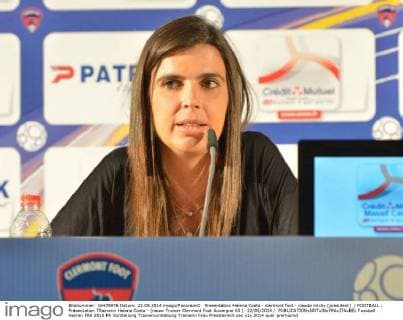 Presentation Helena Costa - clermont foot - claude michy (president) FOOTBALL : Präsentation TRainerin Helena Costa - (neuer Trainer Clermont Foot Auvergne 63 )- 22 05 2014 