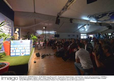 Presentation Helena Costa - clermont foot - claude michy (president) FOOTBALL : Präsentation TRainerin Helena Costa - (neuer Trainer Clermont Foot Auvergne 63 )- 22 05 2014 
