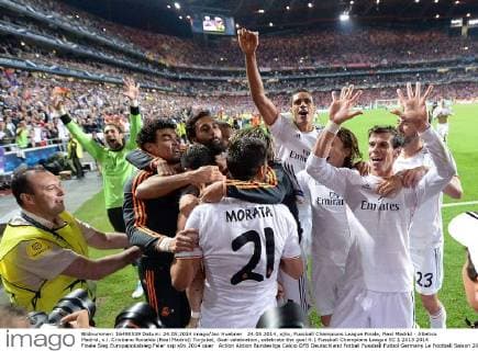 24.05.2014, xjhx, Fussball Champions League Finale, Real Madrid - Atletico Madrid, v.l. Cristiano Ronaldo (Real Madrid) Torjubel, Goal celebration, celebrate the goal 4:1