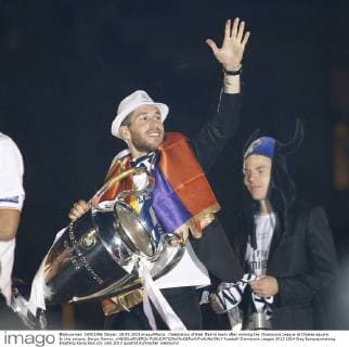 Celebration of Real Madrid team after winning the Champions League at Cibeles square. In this picture, Sergio Ramos. xANGELxRIVEROx 