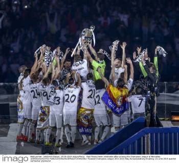 Real Madrid team celebrates after winning the Champions League at Bernabeu. xDIEGOxGxSOUTOx 