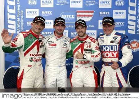 02- Gabriele Tarquini - Honda Racing Team JAS-Honda Civic 37- Jose Maria Lopez - Citroen Total WTCC 18- Tiago Monteiro- Honda Racing Team JAS- Honda Civic WTCC 06- Franz Engstler- Liqui Moly Team Engstler- BMW 320TC AUTOMOBILE : WTCC Salzbourg - 25 05 2014 SPresse Panoramic 