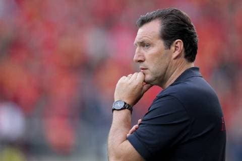 Marc Wilmots (Nationaltrainer Belgien) nachdenklich - Portrait Fussball, Freundschaftsspiel, Laenderspiel, Saison 2013-2014 26.05.2014 Belgien - Luxemburg (Belgium vs Luxembourg) Cristal Arena, Genk