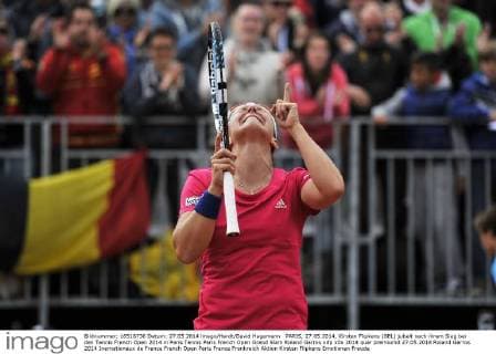 PARIS, 27.05.2014, Kirsten Flipkens (BEL) jubelt nach ihrem Sieg bei den Tennis French Open 2014 in Paris