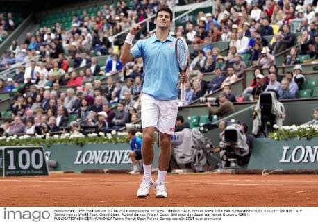 TENNIS - ATP, French Open 2014 PARIS,FRANKREICH,01.JUN.14 - TENNIS - ATP Tennis Herren World Tour, Grand Slam, Roland Garros, French Open. Bild zeigt den Jubel von Novak Djokovic (SRB). 