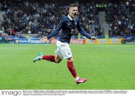 joie de Antoine Griezmann apres son but (France) FOOTBALL : France vs Paraguay - Match amical - 01 06 2014 N.LeGouic FEP Panoramic 