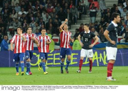 joie Victor caceres (Paraguay) FOOTBALL : France vs Paraguay - Match amical - 01 06 2014 N.LeGouic FEP Panoramic 