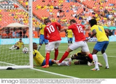 England s Wayne Rooney scoring his sides opening goal England v Ecuador - International Friendly - Sun Life Stadium- Miami - USA - 04 06 2014 - Pic David Klein Sportimage EDITORIAL USE ONLY. No use with unauthorised audio, video, data, fixture lists, club league logos or live services. Online in-match use limited to 120 images, no video emulation. No use in betting, games or single club league player publications.
