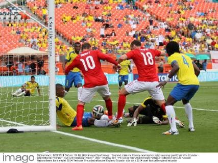 England s Wayne Rooney scoring his sides opening goal England v Ecuador - International Friendly - Sun Life Stadium- Miami - USA - 04 06 2014 - Pic David Klein Sportimage EDITORIAL USE ONLY. No use with unauthorised audio, video, data, fixture lists, club league logos or live services. Online in-match use limited to 120 images, no video emulation. No use in betting, games or single club league player publications.
